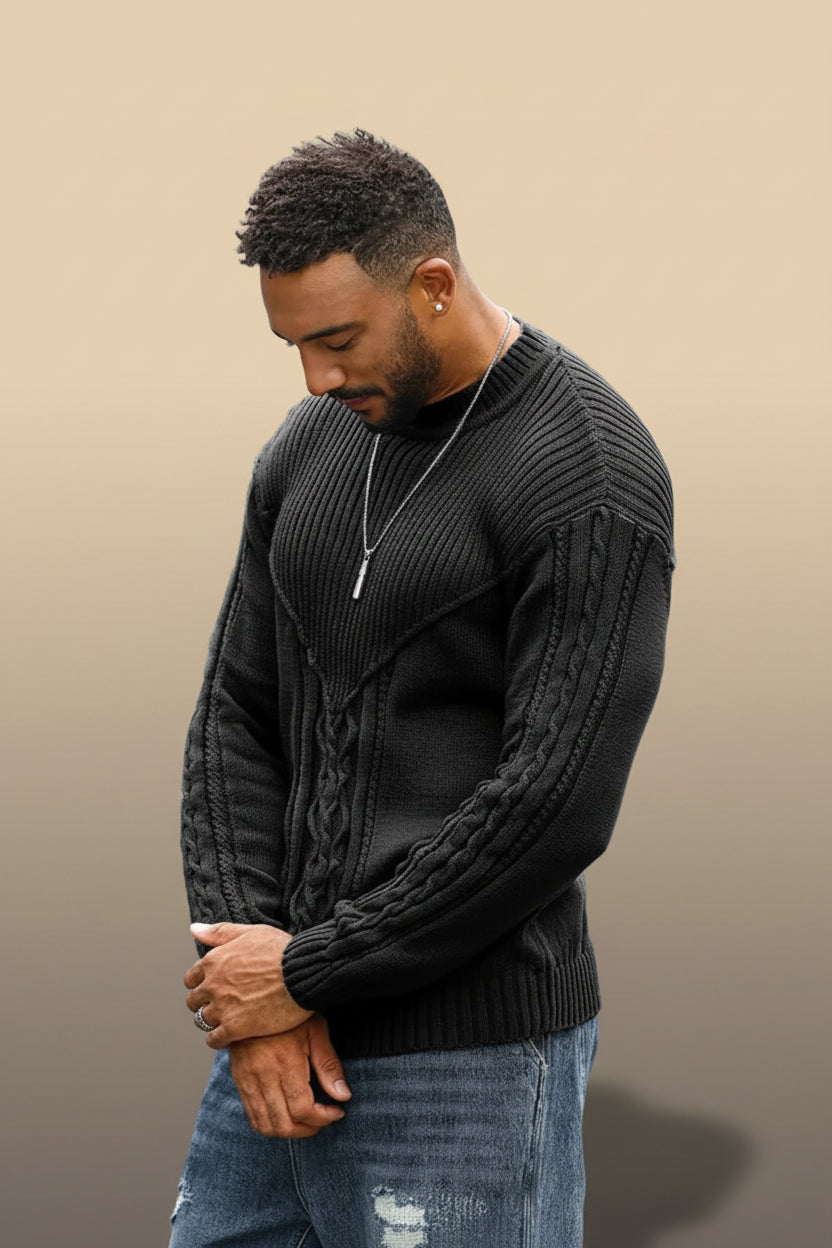 Cable Knit Crewneck Sweater