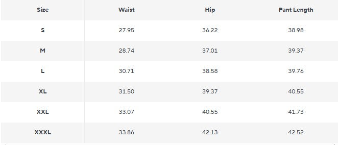 Size guide for Wide-Cut Jeans