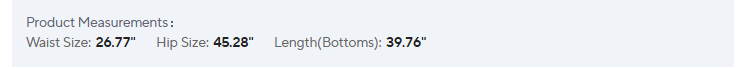 Size guide for Women's Velvet Sweatpants